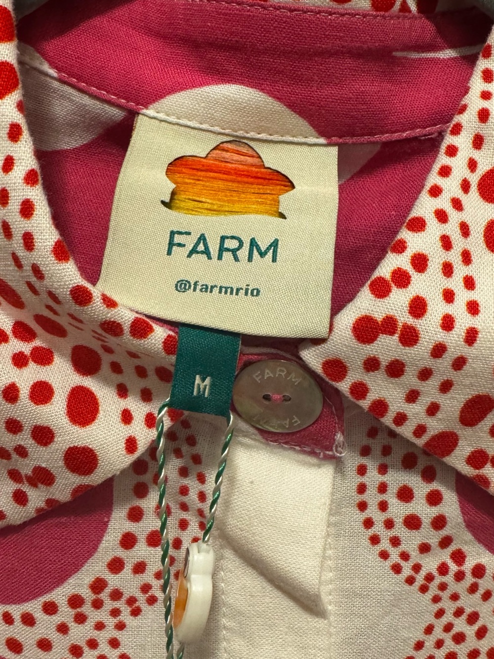 FARM Rio Pink Red Floral Button-Up Blouse - Picture 2 of 5